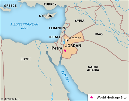 Petra Mapa Jordánsko 