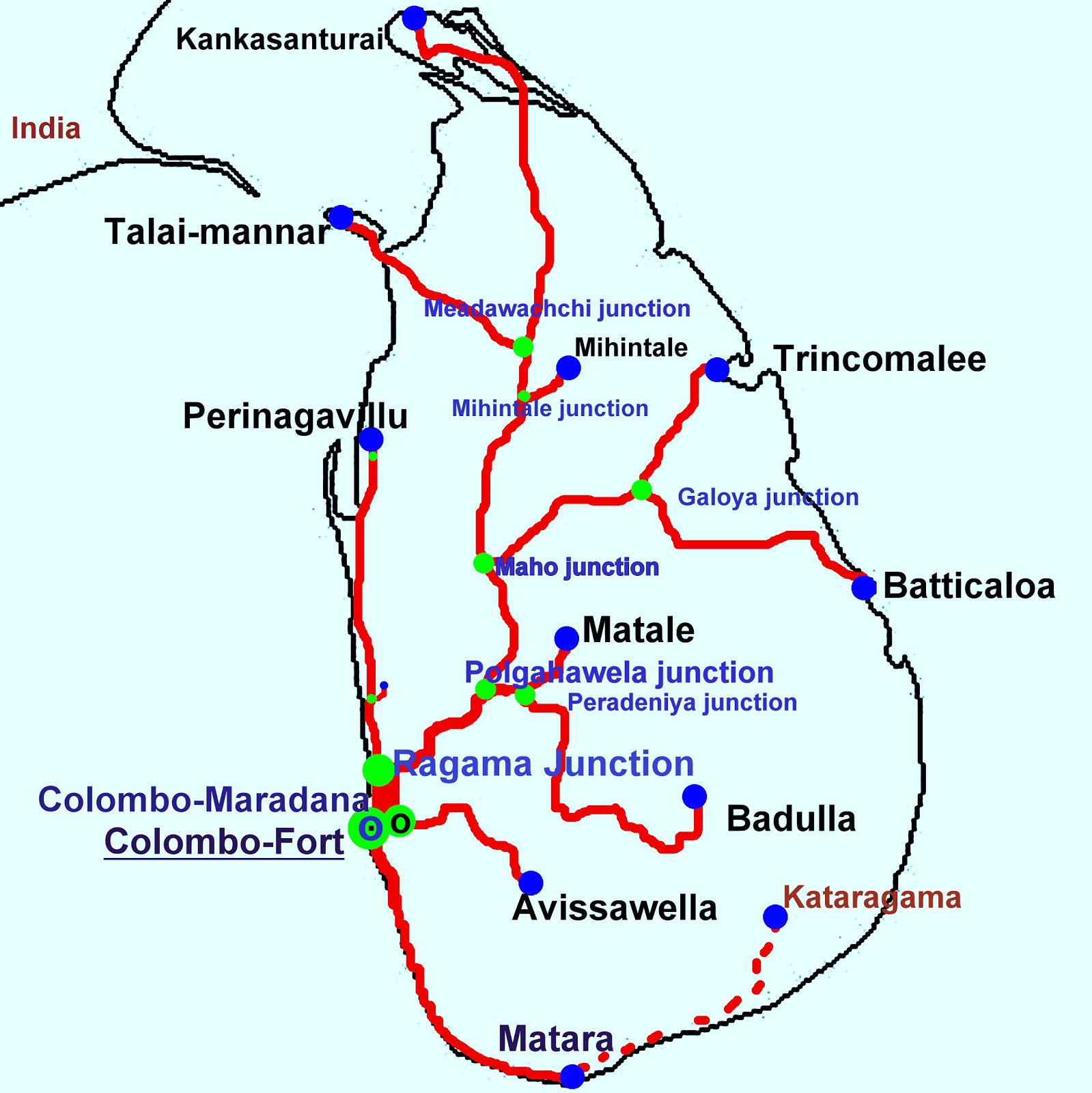 Railway Map Sri Lanka 