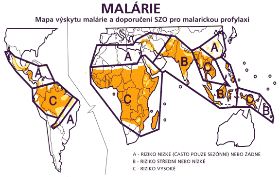 Malária, oblasti