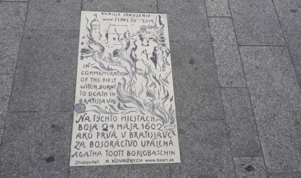 Pamätná tabuľa, upálenie bosorky, Bratislava