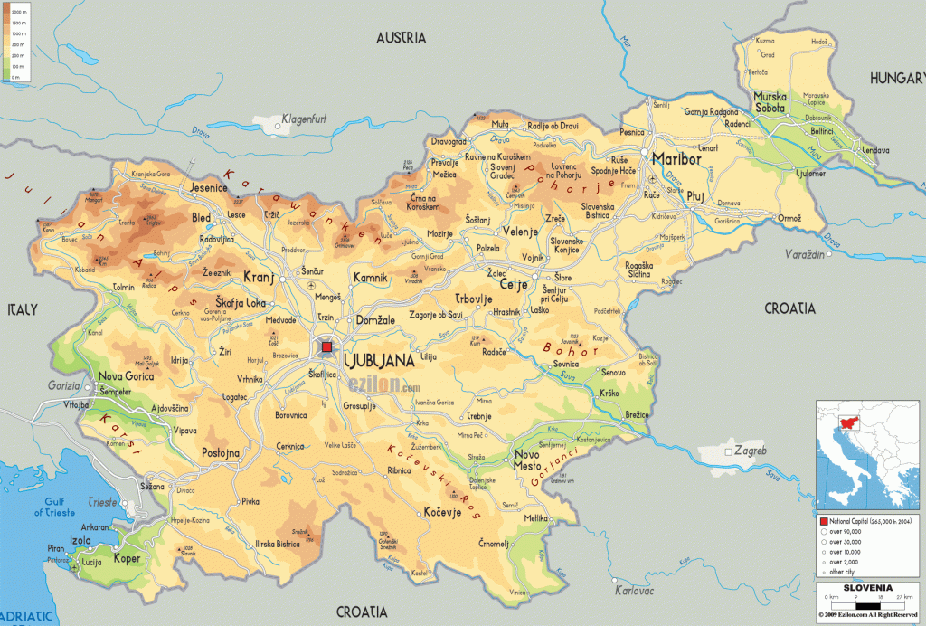 mapa Slovinsko