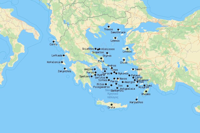 mapa grecke ostrovy